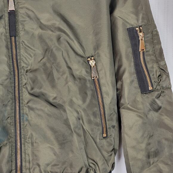Zara Army Green Oversized Bomber Jacket, Sz XS - Picture 2 of 5
